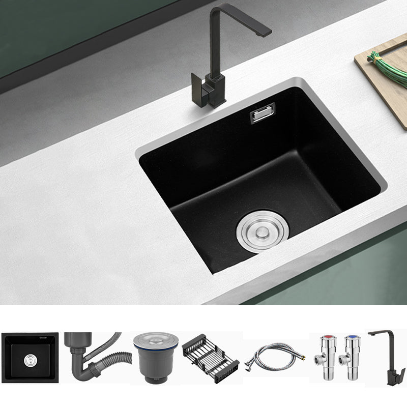 Quartz Kitchen Sink Single Bowl Kitchen Sink with Drain Strainer Kit