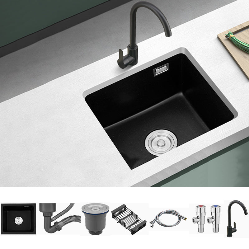 Quartz Kitchen Sink Single Bowl Kitchen Sink with Drain Strainer Kit