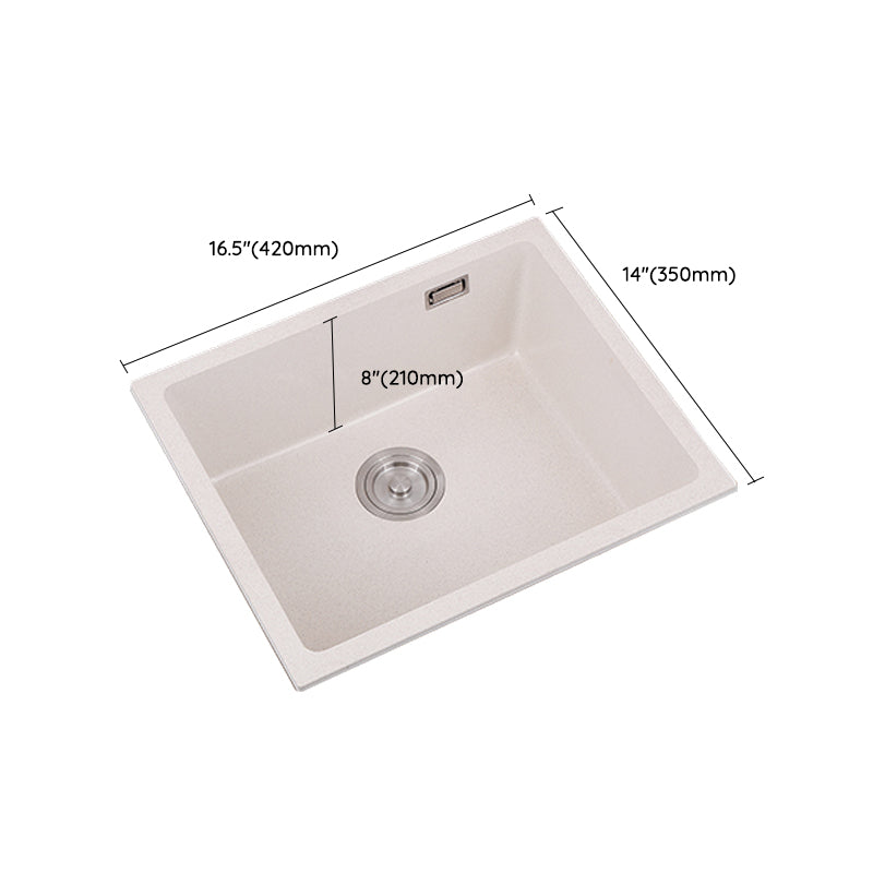 Single Bowl Kitchen Sink Quartz Kitchen Sink with Drain Assembly