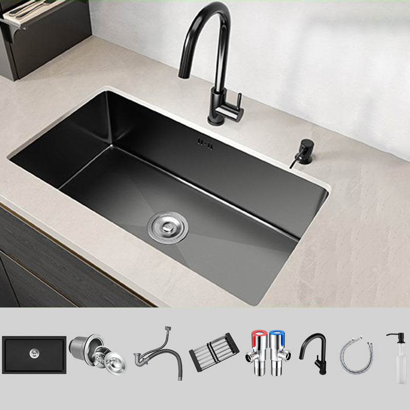 Rectangular Kitchen Sink Black Stainless Steel Single Bowl Top Mount Kitchen Sink