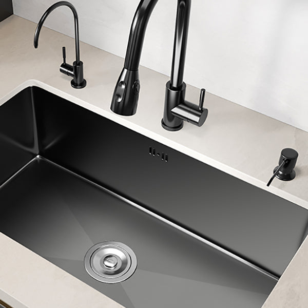 Rectangular Kitchen Sink Black Stainless Steel Single Bowl Top Mount Kitchen Sink