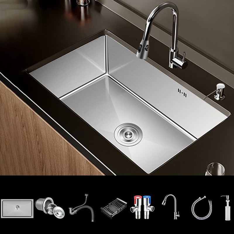 Single Bowl Kitchen Sink Stainless Steel Rectangular Undermount Kitchen Sink with Faucet