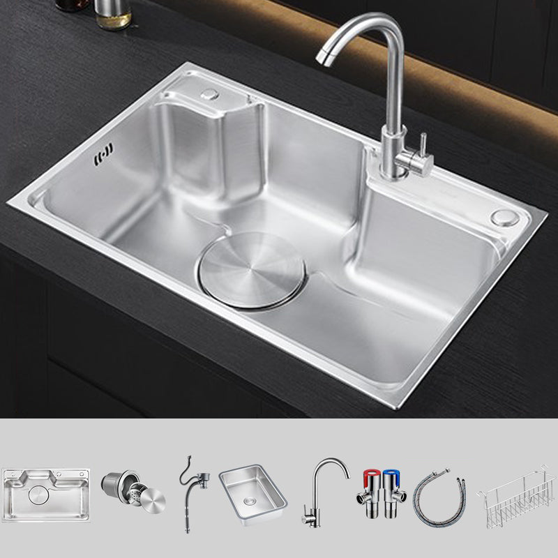 Classic Stainless Steel Sink Overflow Hole Kitchen Sink with Faucet