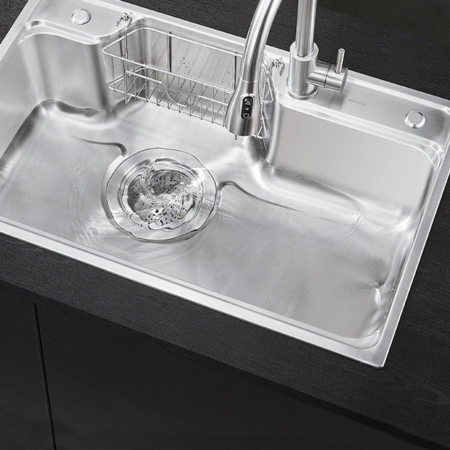 Classic Stainless Steel Sink Overflow Hole Kitchen Sink with Faucet