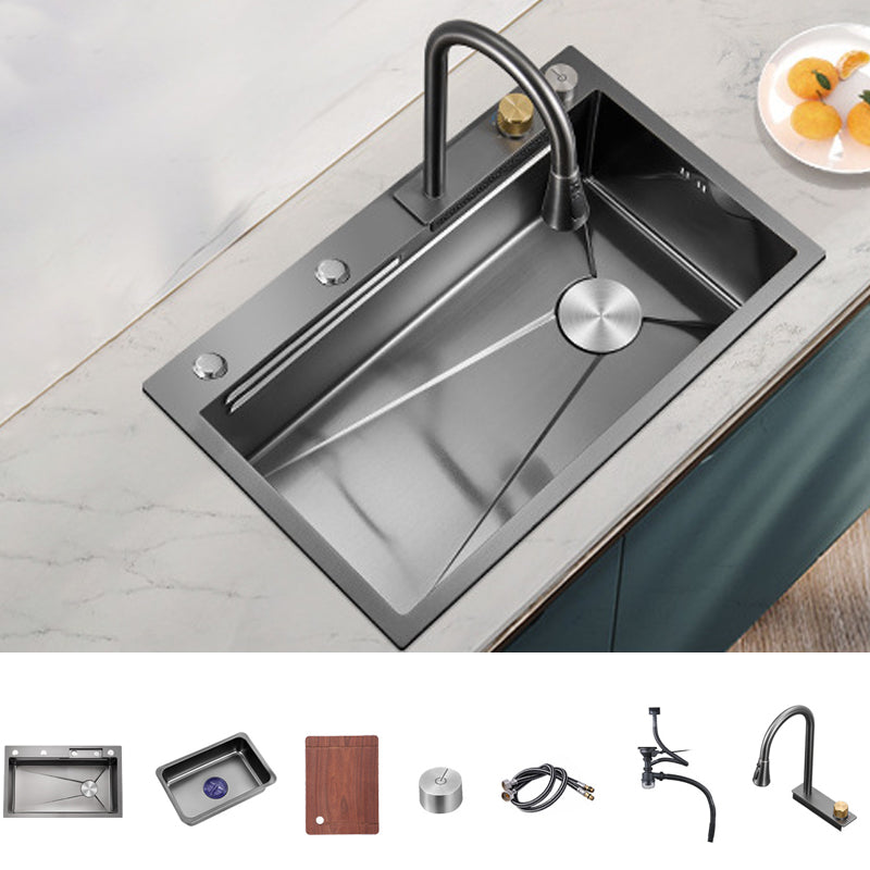 Contemporary Style Kitchen Sink Stainless Steel Drop-In Kitchen Sink with Cutting Board