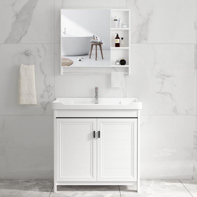 Bathroom Vanity Set Free Standing White Drawer Faucet Vanity with Mirror