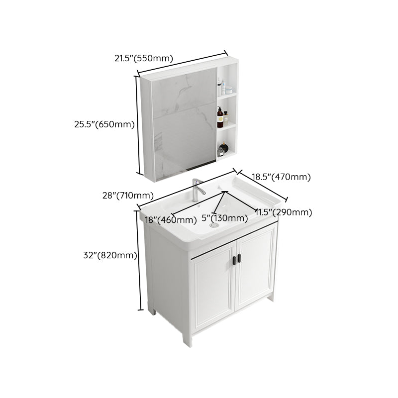 Bathroom Vanity Set Free Standing White Drawer Faucet Vanity with Mirror