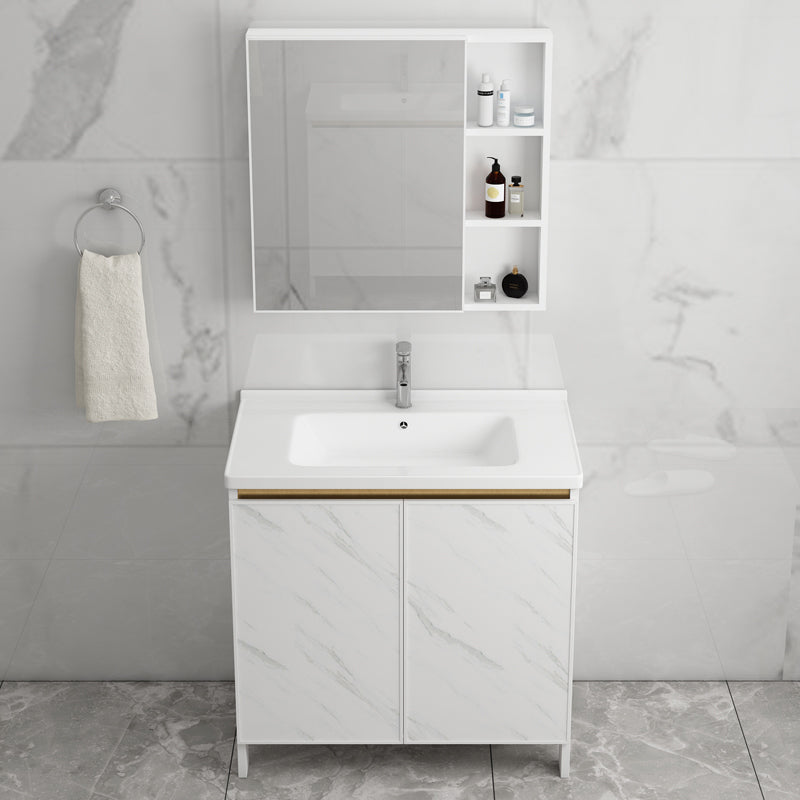 Free Standing Vanity Set White Drawer Ceramic Sink Faucet Vanity Set with Mirror