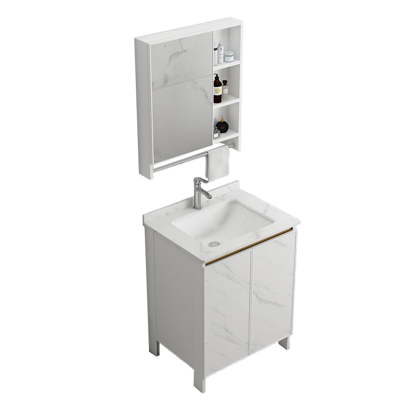 Free Standing Vanity Set White Drawer Ceramic Sink Faucet Vanity Set with Mirror