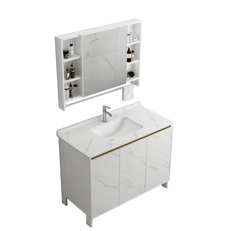 Free Standing Vanity Set White Drawer Ceramic Sink Faucet Vanity Set with Mirror