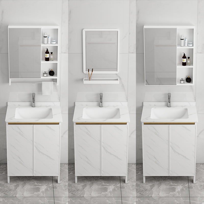 Free Standing Vanity Set White Drawer Ceramic Sink Faucet Vanity Set with Mirror