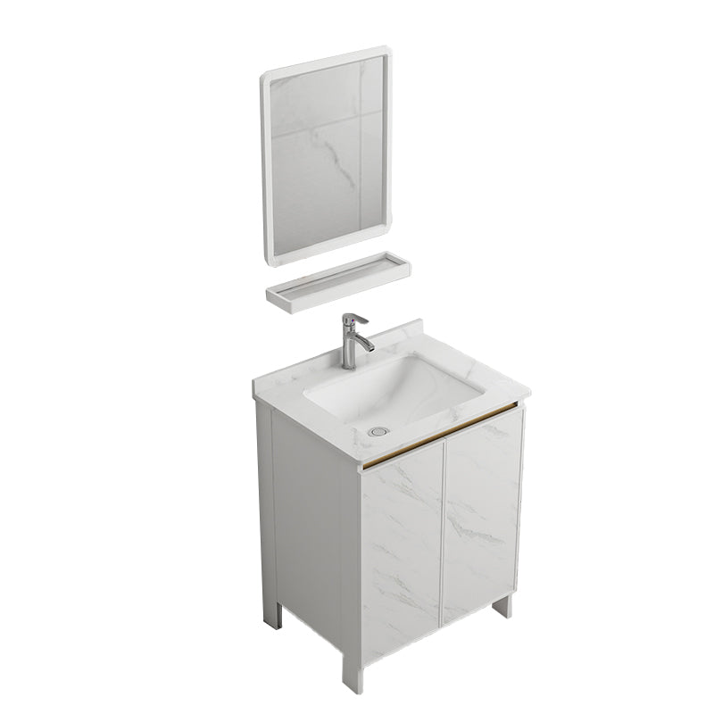 Free Standing Vanity Set White Drawer Ceramic Sink Faucet Vanity Set with Mirror