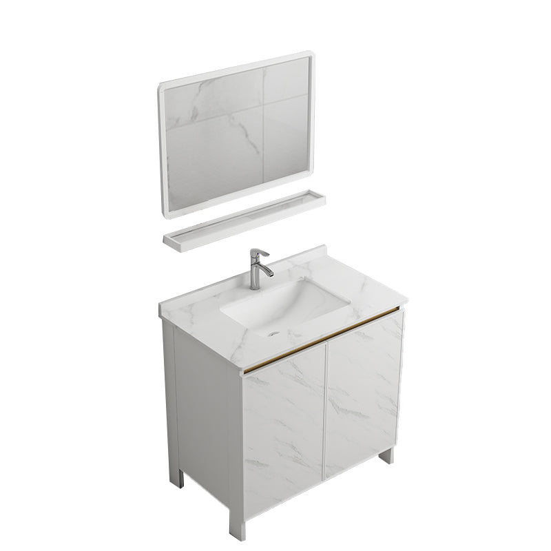 Free Standing Vanity Set White Drawer Ceramic Sink Faucet Vanity Set with Mirror