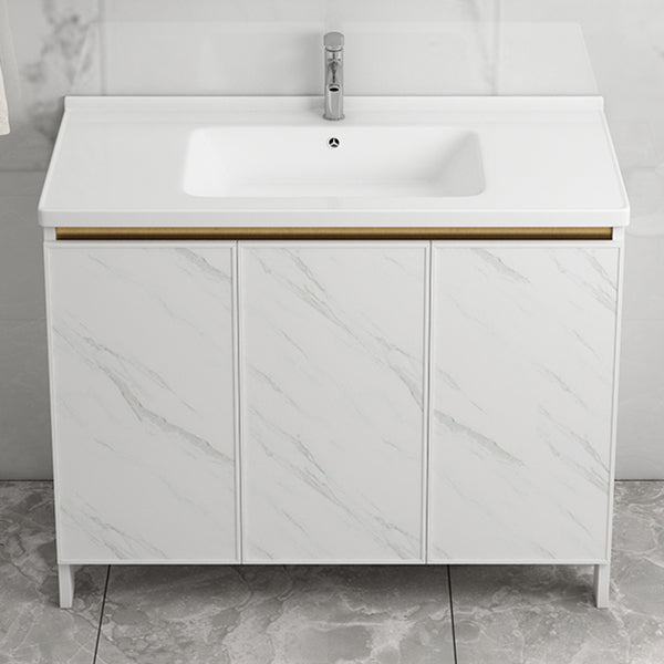 Free Standing Vanity Set White Drawer Ceramic Sink Faucet Vanity Set with Mirror