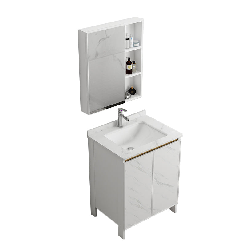 Free Standing Vanity Set White Drawer Ceramic Sink Faucet Vanity Set with Mirror