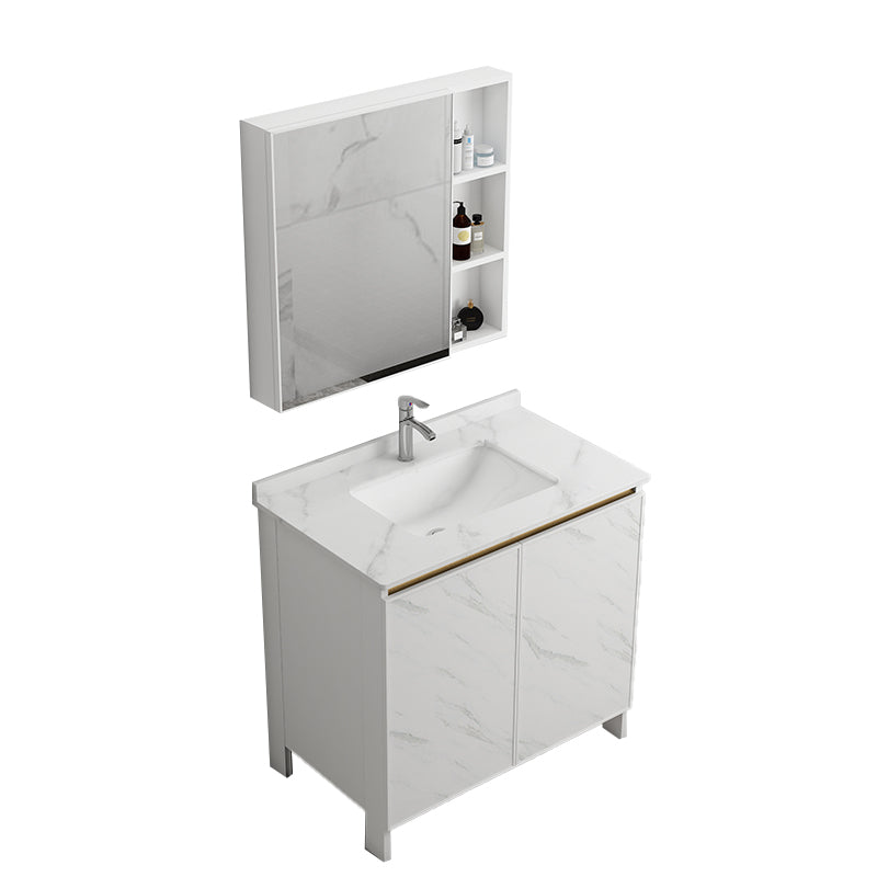 Free Standing Vanity Set White Drawer Ceramic Sink Faucet Vanity Set with Mirror