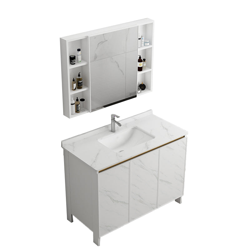 Free Standing Vanity Set White Drawer Ceramic Sink Faucet Vanity Set with Mirror