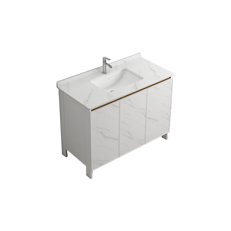 Free Standing Vanity Set White Drawer Ceramic Sink Faucet Vanity Set with Mirror