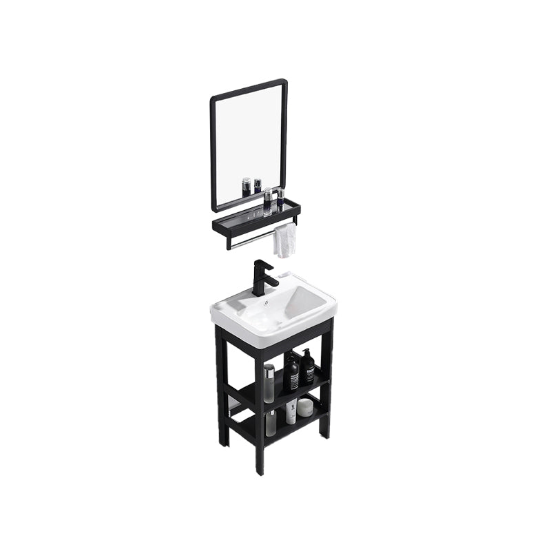 Shelving Included Vanity Metal Frame Rectangle Single Sink Freestanding Bathroom Vanity