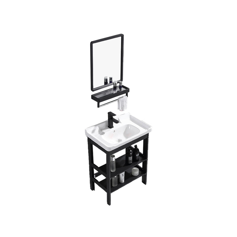 Shelving Included Vanity Metal Frame Rectangle Single Sink Freestanding Bathroom Vanity