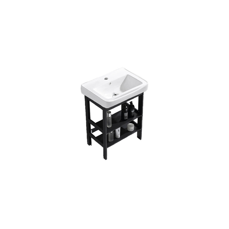 Shelving Included Vanity Metal Frame Rectangle Single Sink Freestanding Bathroom Vanity