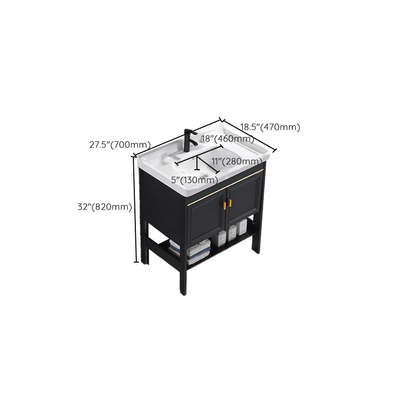 Shelving Included Vanity Metal Frame Rectangle Single Sink Freestanding Bathroom Vanity