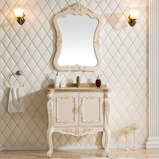 Mirror Vanity White 2 Doors Freestanding PVC Frame Oval Single Sink Bathroom Vanity