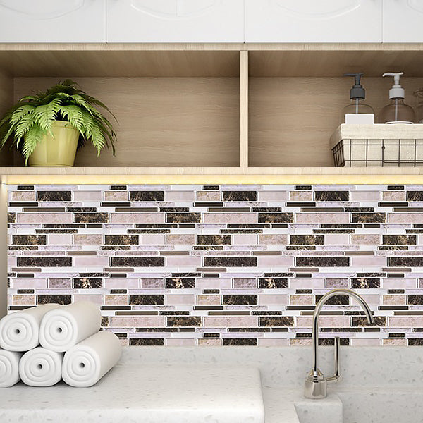 Modern Peel and Stick Backsplash Tile PVC Staggered Joint Peel and Stick Wall Tile