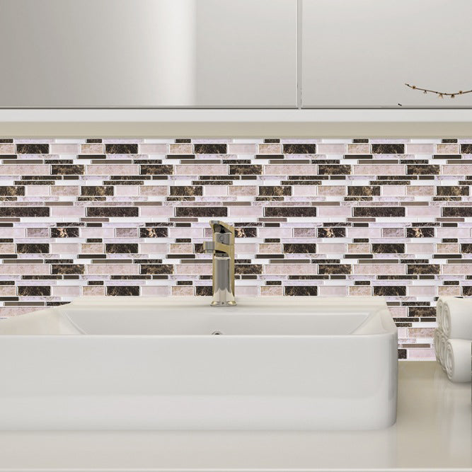 Modern Peel and Stick Backsplash Tile PVC Staggered Joint Peel and Stick Wall Tile