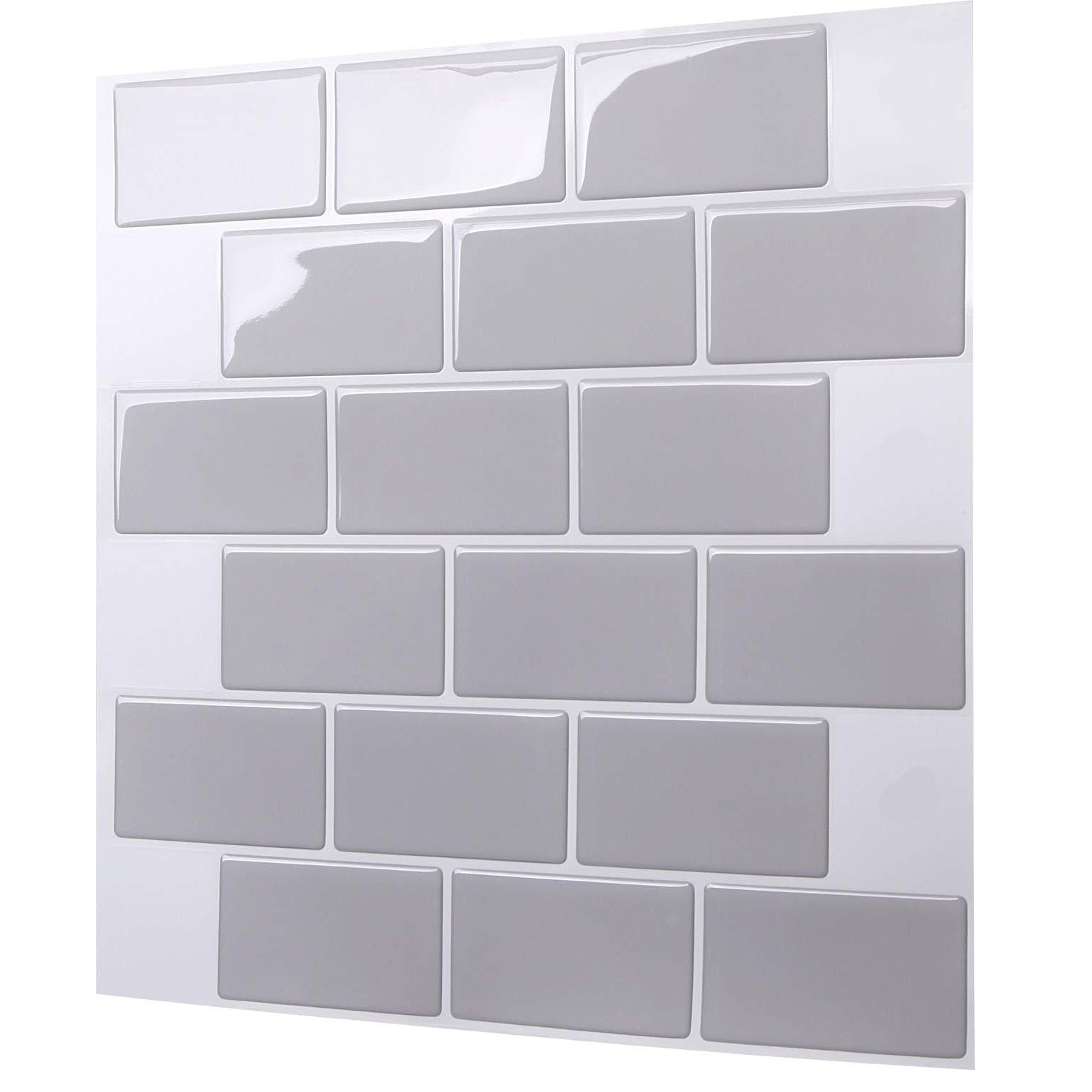 Modern Peel and Stick Backsplash Tile PVC Staggered Joint Peel and Stick Wall Tile