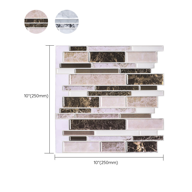 Modern Peel and Stick Backsplash Tile PVC Staggered Joint Peel and Stick Wall Tile