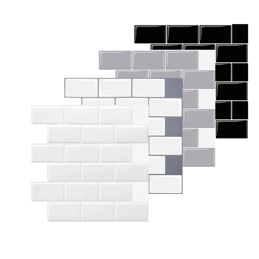 Square Peel & Stick Tile Stone Composite Subway Tile for Kitchen Backsplash