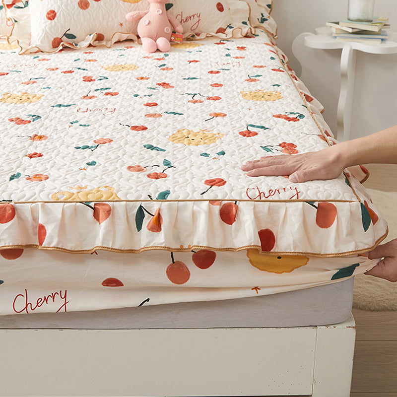 Floral Print Fitted Sheet Modern Cotton Extra Soft Bed Sheet Set