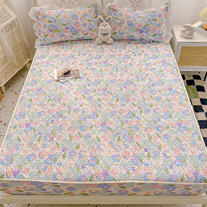 Floral Print Fitted Sheet Modern Cotton Super Soft Bed Sheet Set