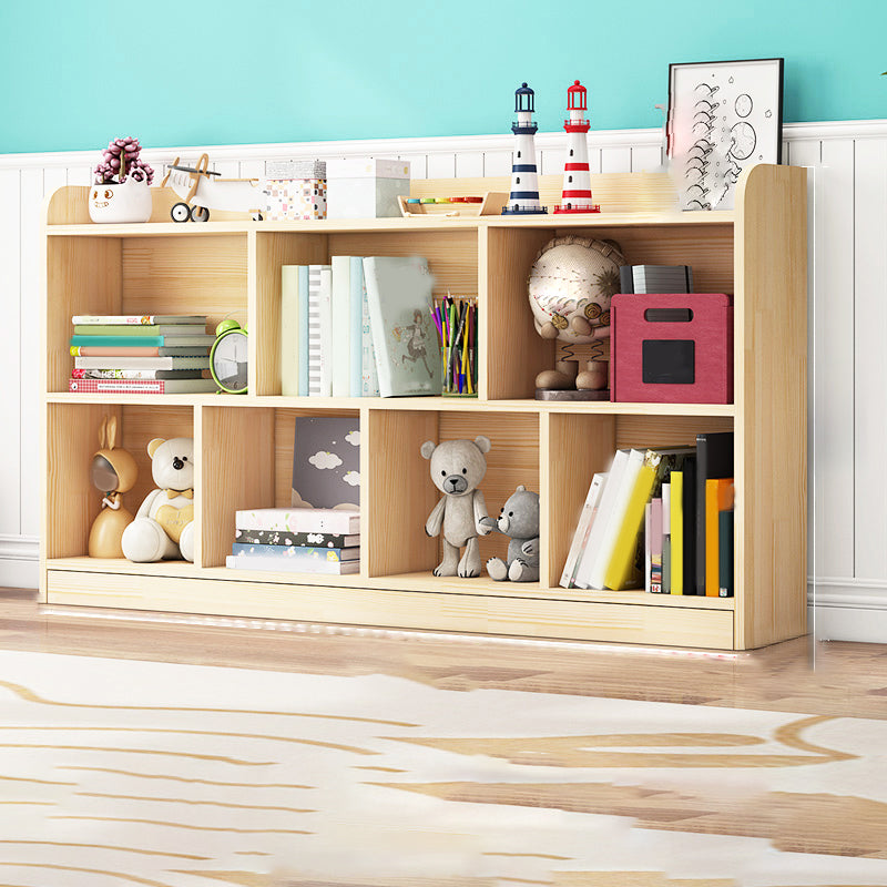 Contemporary Closed Back Book Shelf Wood Cubby Storage Bookcase in Pine