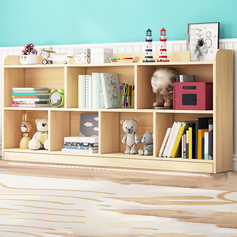 Contemporary Closed Back Book Shelf Wood Cubby Storage Bookcase in Pine