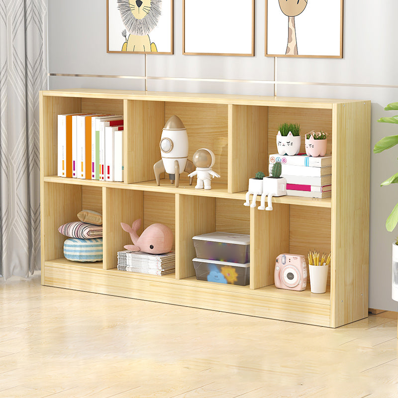 Scandinavian Book Shelf Pine Cubby Storage Bookcase in Closed Back