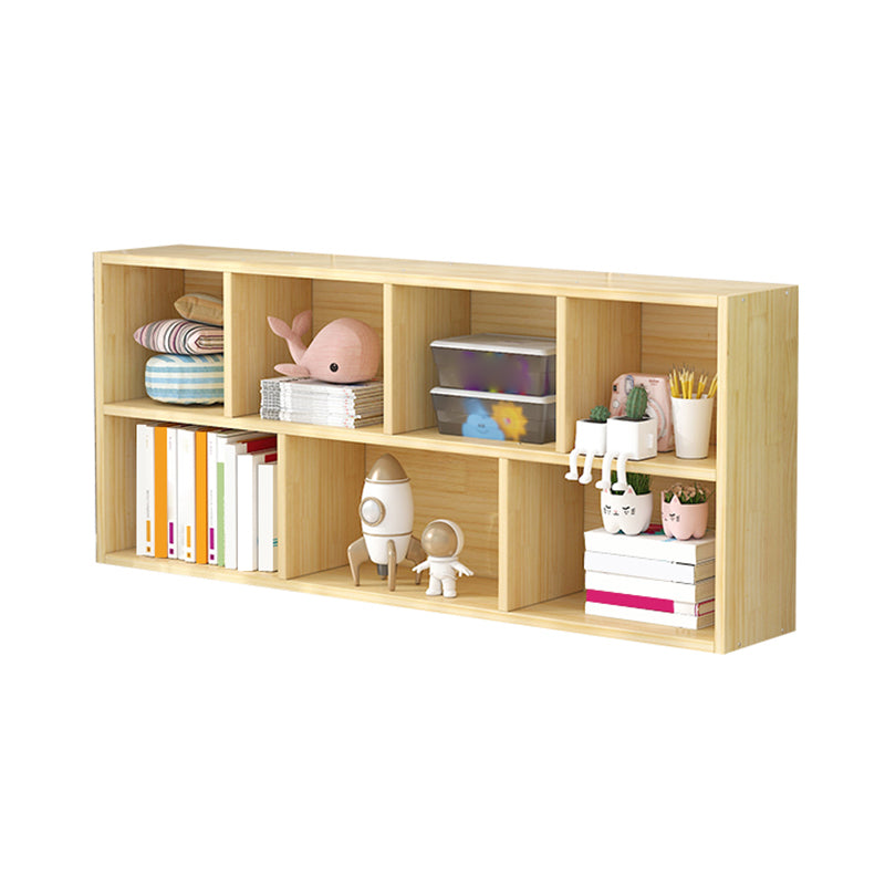 Scandinavian Book Shelf Pine Cubby Storage Bookcase in Closed Back