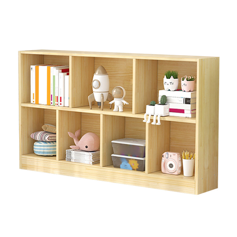 Scandinavian Book Shelf Pine Cubby Storage Bookcase in Closed Back