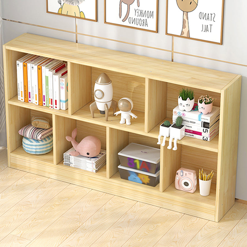 Scandinavian Book Shelf Pine Cubby Storage Bookcase in Closed Back