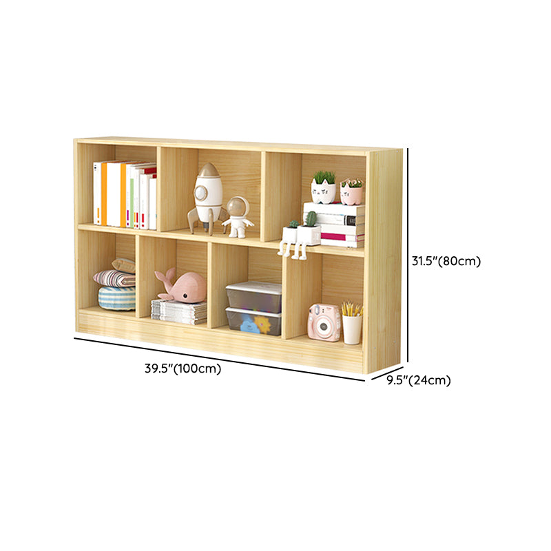 Scandinavian Book Shelf Pine Cubby Storage Bookcase in Closed Back