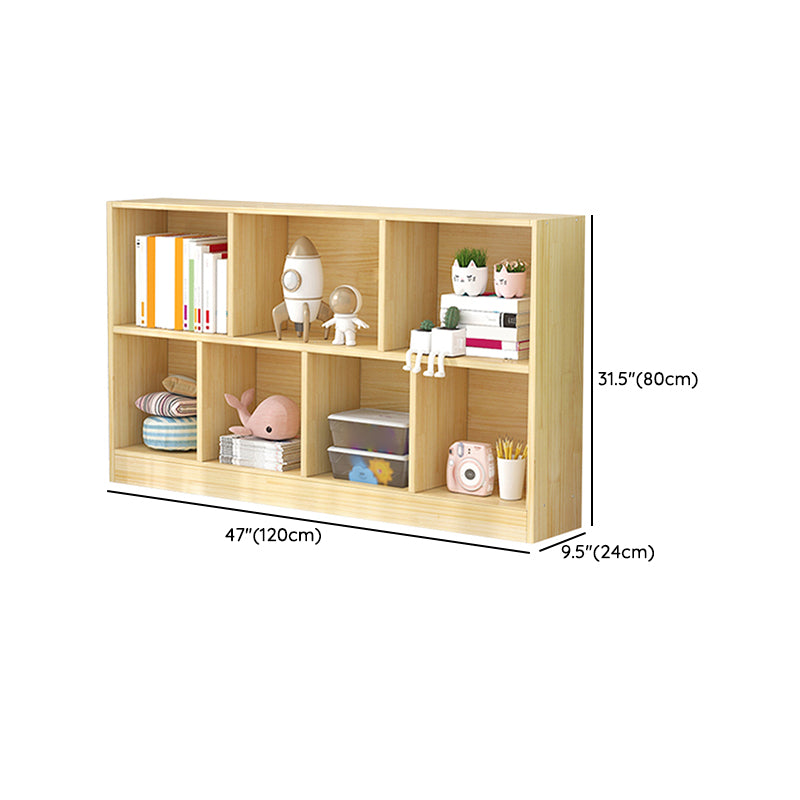 Scandinavian Book Shelf Pine Cubby Storage Bookcase in Closed Back