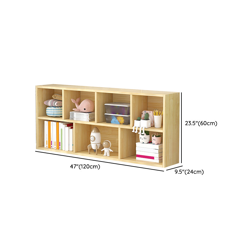 Scandinavian Book Shelf Pine Cubby Storage Bookcase in Closed Back