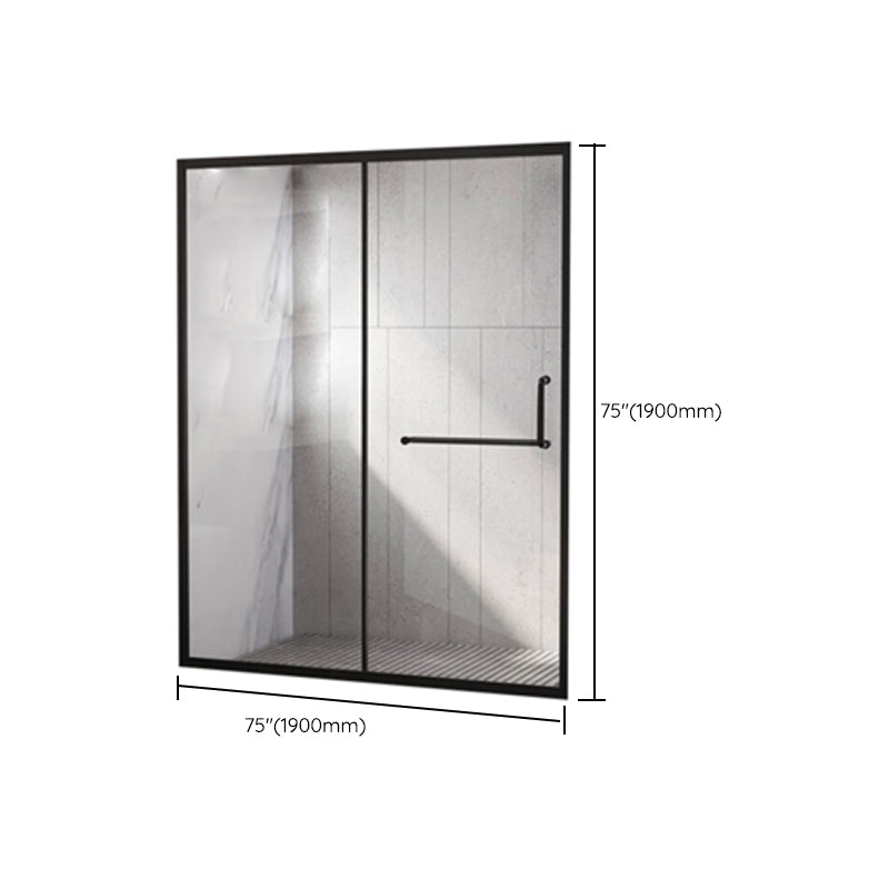 Single Sliding Framed 74.8" H Shower Bath Door Modern Tempered Shower Door