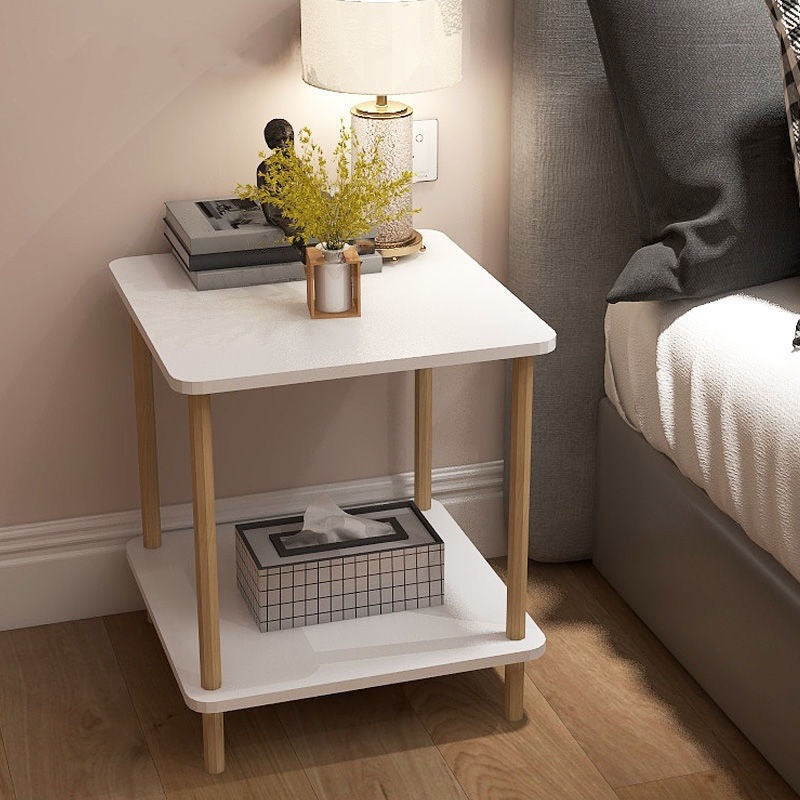 Modern Wood Bed Nightstand Open Storage Night Table for Bedroom