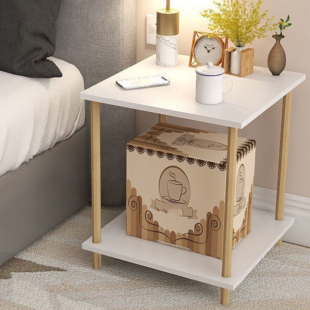 Modern Wood Bed Nightstand Open Storage Night Table for Bedroom