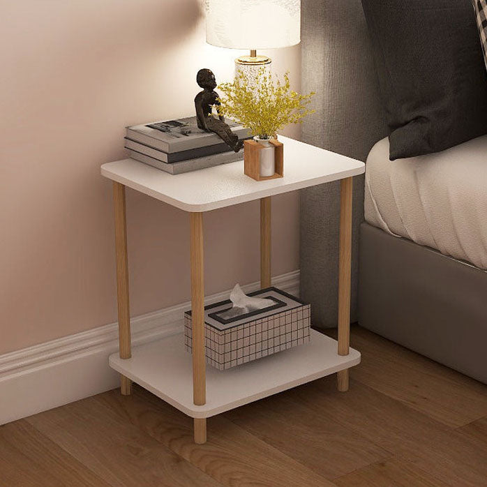 Modern Wood Bed Nightstand Open Storage Night Table for Bedroom