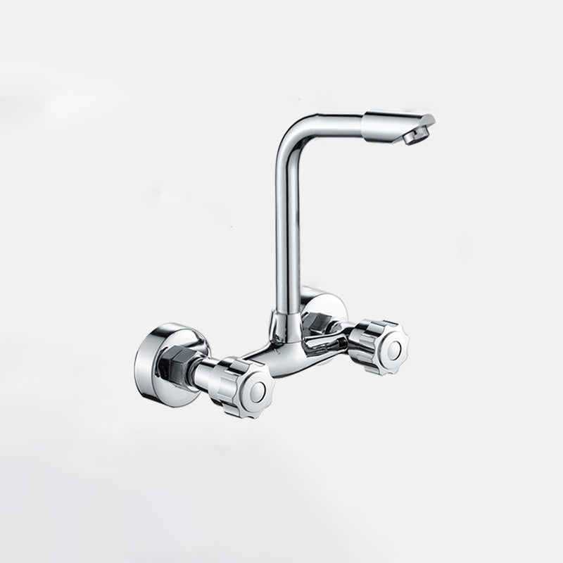 Contemporary Metal Kitchen Faucet Wall-mounted 2 Holds Bar Faucet