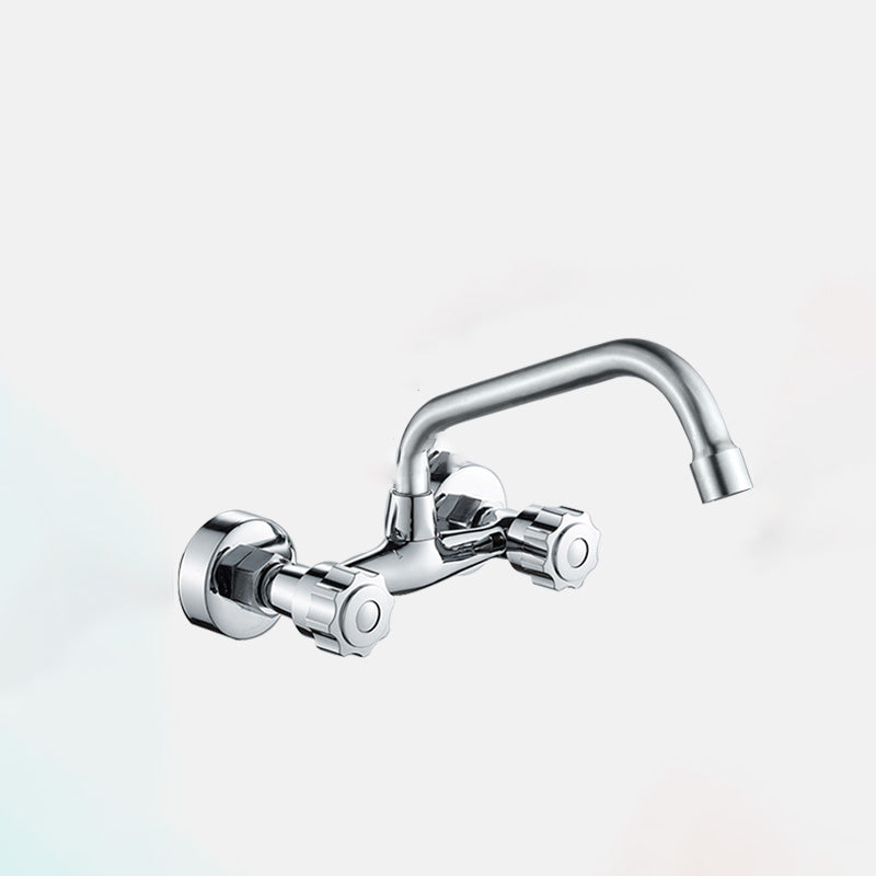 Contemporary Metal Kitchen Faucet Wall-mounted 2 Holds Bar Faucet