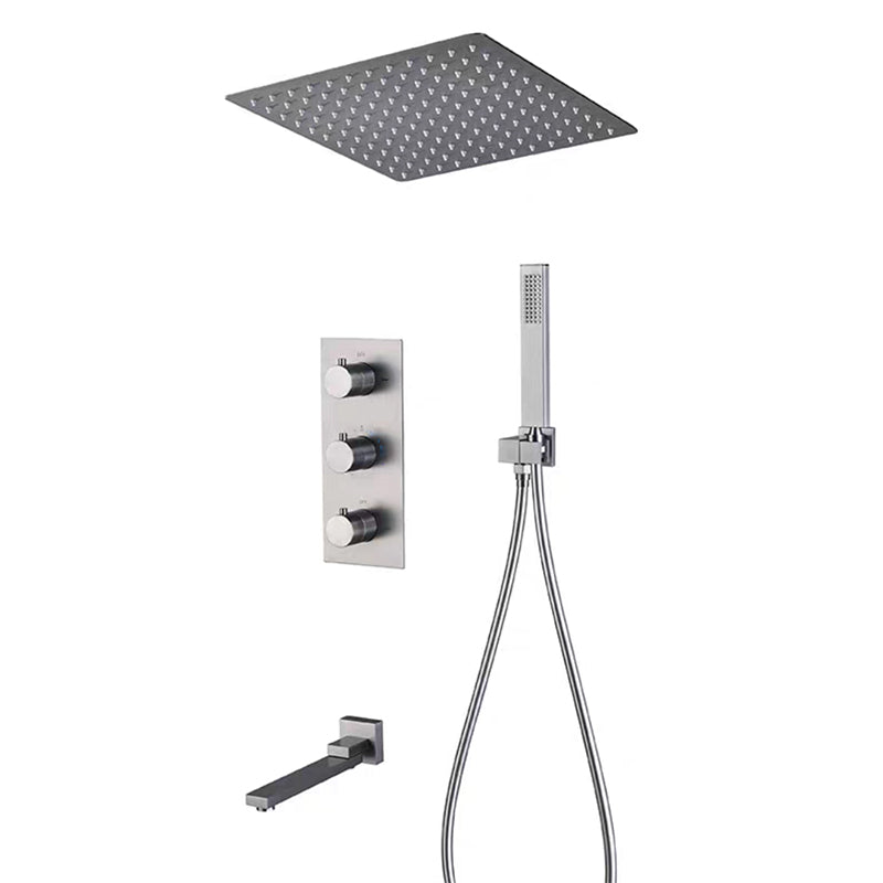 Modern Shower System Ceiling Mounted Square Dual Shower Head Shower Set